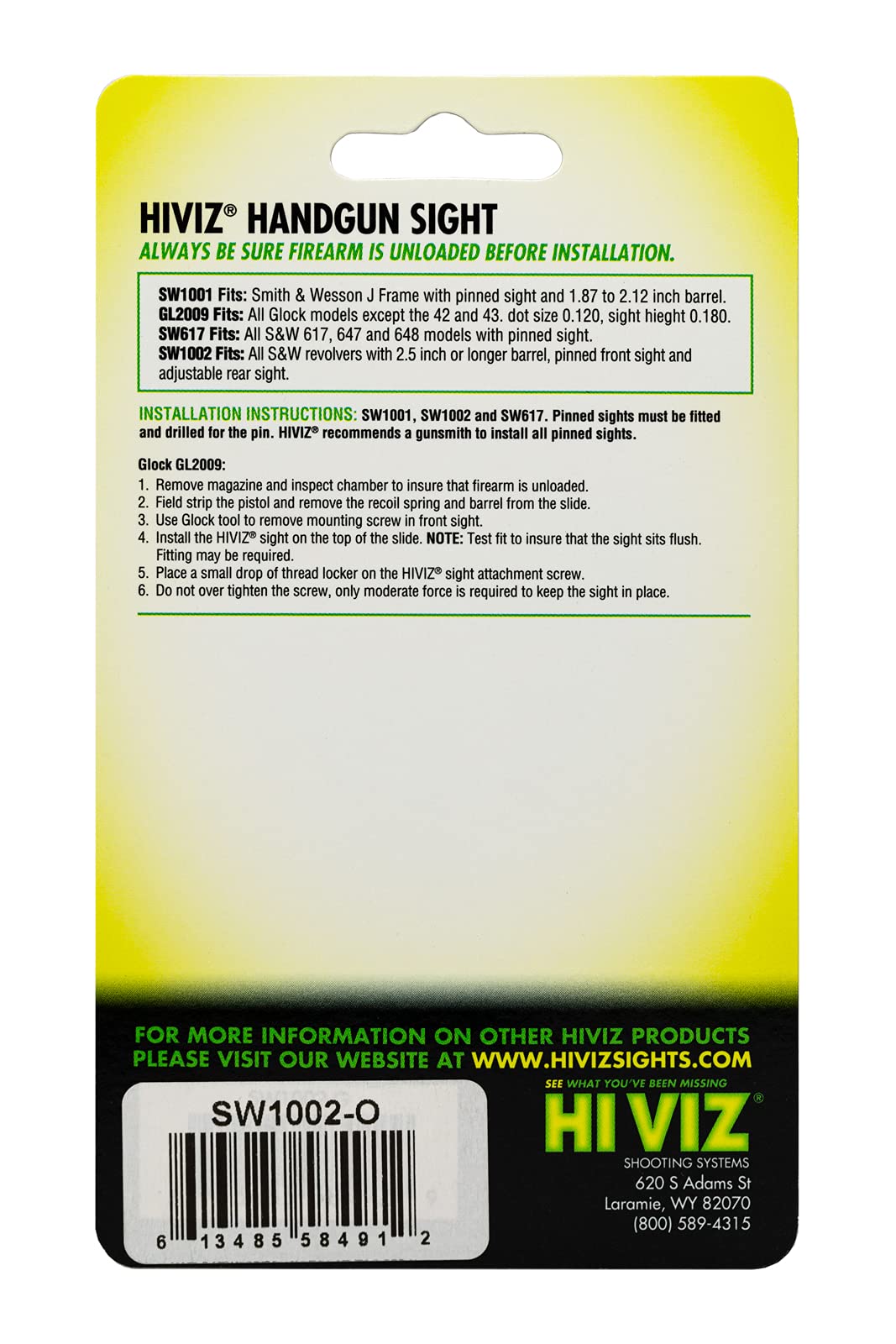 s HIVIZ S&W CLASSIC, PERFORMANCE CENTER & DX MODELS OVERMOLDED SIGHTS ...