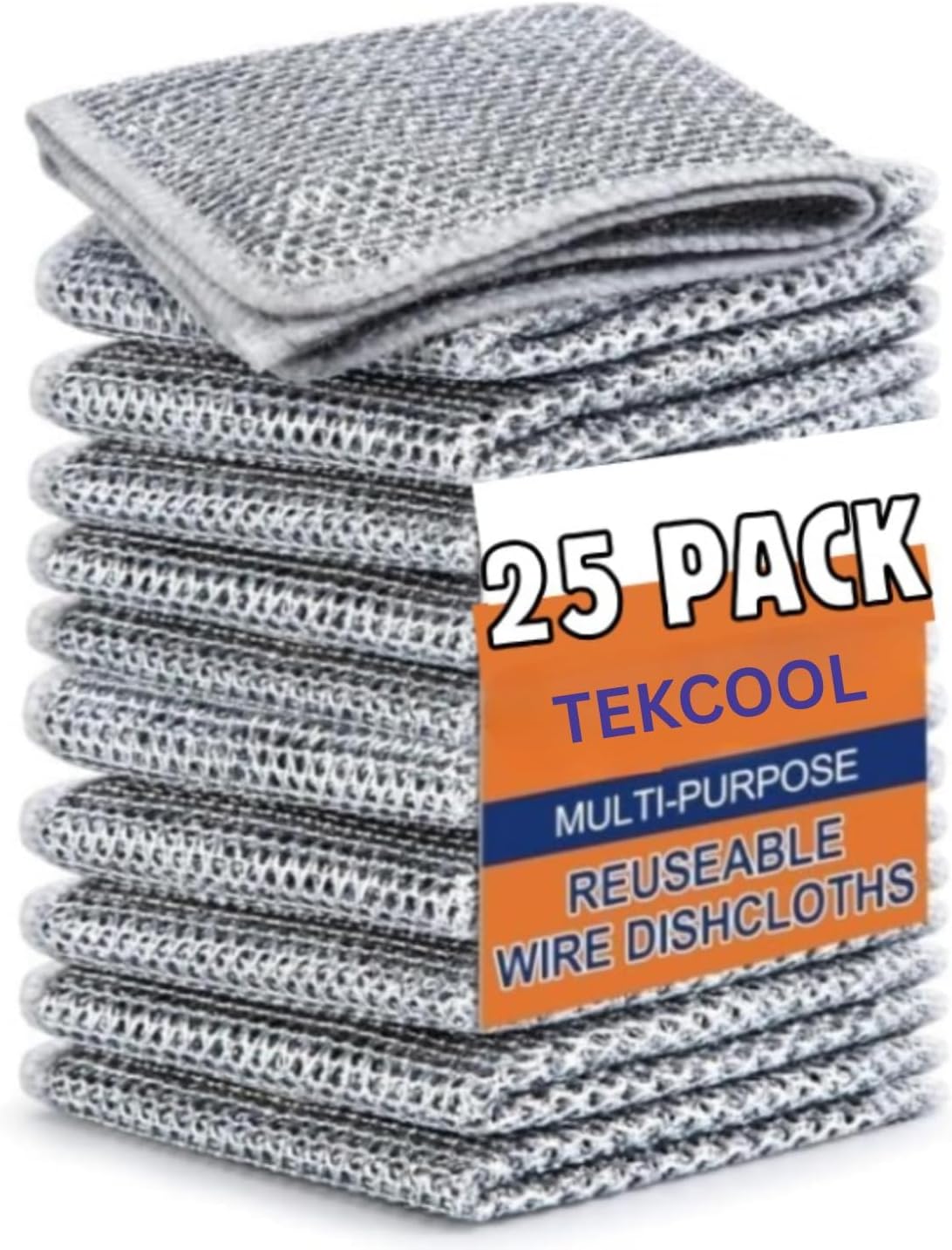 TEKCOOL 10 Pack Non-Scratch Wire Dish Towels and Gap Cleaning Brushes, Multipurpose Rags for Wet and Dry Dishwashing Easy Rinse Reusable Cleaning Cloth