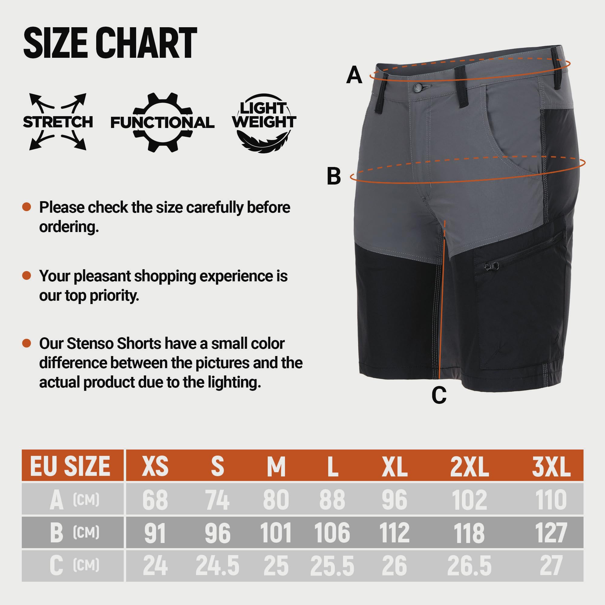 Stenso Nox Pantaloni Corti da Lavoro Uomo Elasticizzati - Pantaloncini da Lavoro Uomo Estivi Stretch