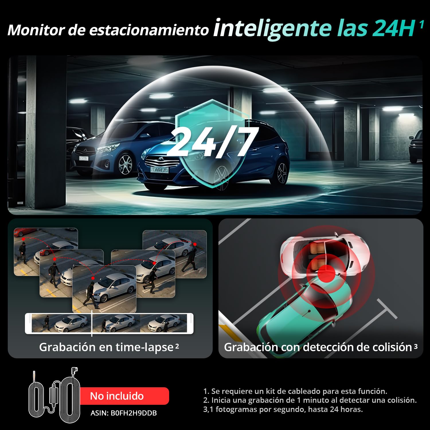 BOTSLAB 4K Cámara Doble para Salpicadero Delantera y Trasera, Sensor STARVIS 2, GPS Integrado, Control por Voz, Cámara WiFi de 5 GHz para Automóviles, Tarjeta de 64 GB Incluida.