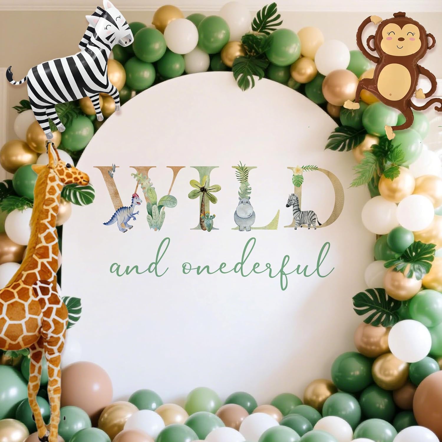 Wild and Onederful Birthday Decoration - Wild and Onederful Sign Decal for Balloons Arch Backdrop, Wildanimal One Wild and Onederful Decal Banner for 1st Birthday Party Decorations Supplies