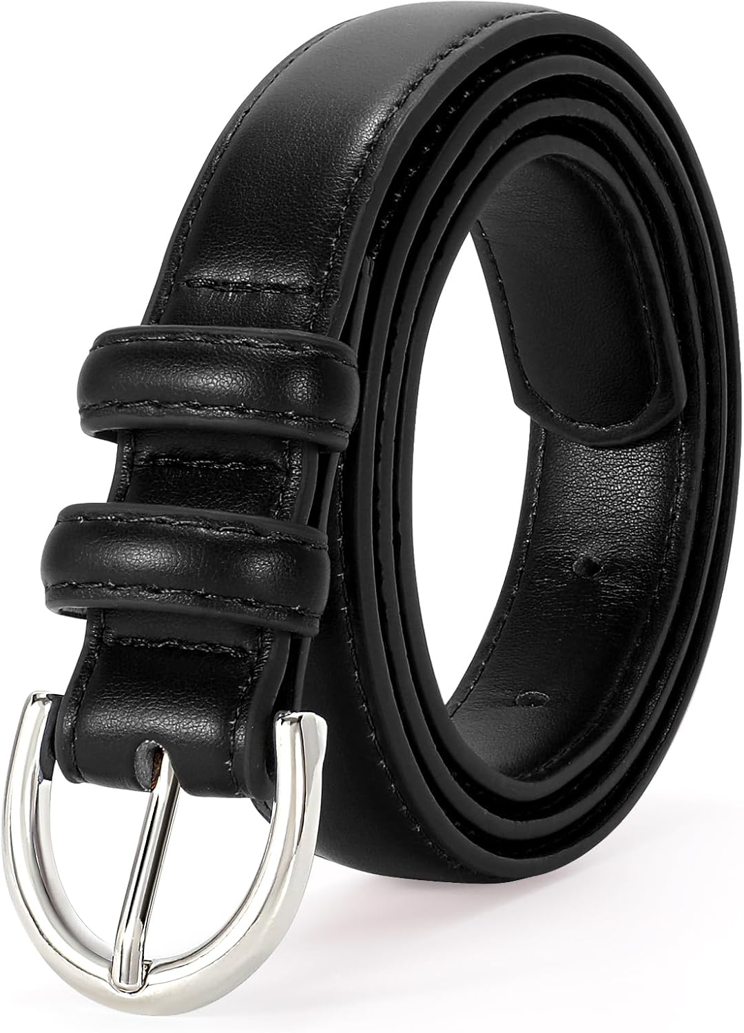 SANSTHS Women Leather Belt for Jeans Pants Fashion Ladies Skinny Belt for Dresses Thin Belt with Single Prong Buckle - Image 7
