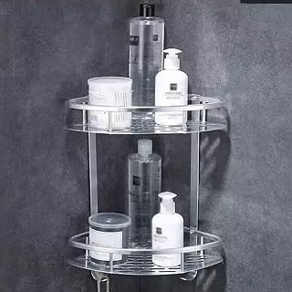 Corner Caddy Shelf, Bathroom Shelf with Hooks, Adhesive, No Drilling, Shower Organizer Storage, for Toilet, Kitchen, and Dorm(28CM)