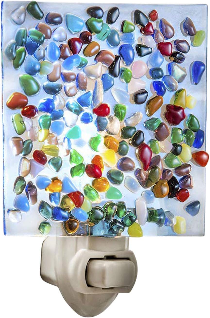 J Devlin Glass Art Stained Glass Night Light, Multi Color, Plug in nightlight for Bedroom/Bathroom/Nursery/Kitchen Home Decor NTL 148