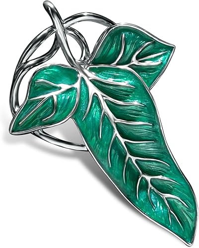 Bahamut Elegante broche esmaltado de hoja de árbol verde elfo para mujeres y hombres, collar con colgante, broche de capa, joyería de cosplay