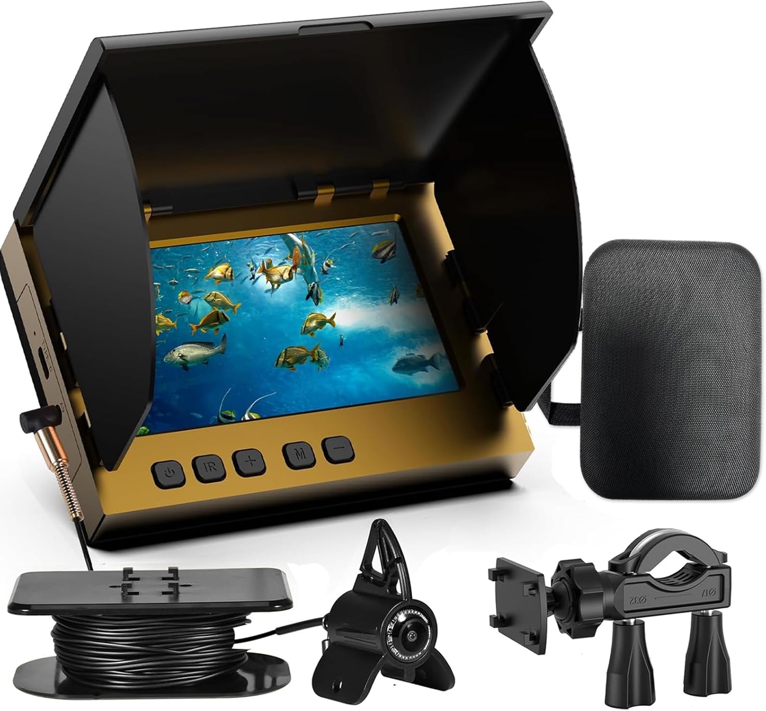 4.3inch Underwater Fishing Camera,65ft Cable 220° Ultra Wide Angle 21pcs IR Lights with Night Vision,Portable Storage Bag,5000mAh Fish Finder for Ice Fishing,Lake,Boat,Kayak