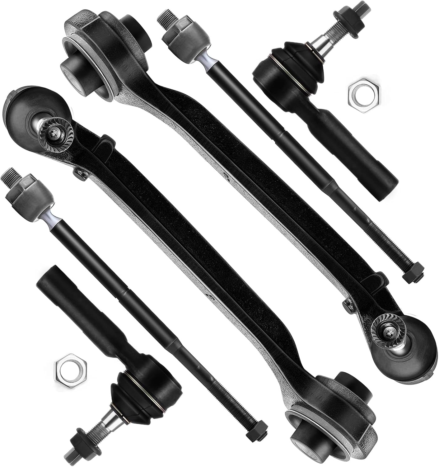 SCITOO 6pcs 2WD Front Lower Control Arms Kit Fit 2005-2010 For Dodge Challenger Charger Magnum For Chrysler 300 Inner Outer Tie Rod Ends Suspension Kit