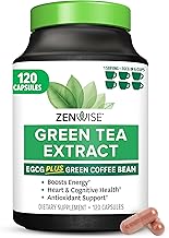 Zenwise Health Green Tea Extract Capsules for Men & Women - EGCG Supplement with Green Coffee Bean Extract Boosts Energy & Memory - Immune Support for Skin, Brain & Hearth Health - Vegan - 120 Count