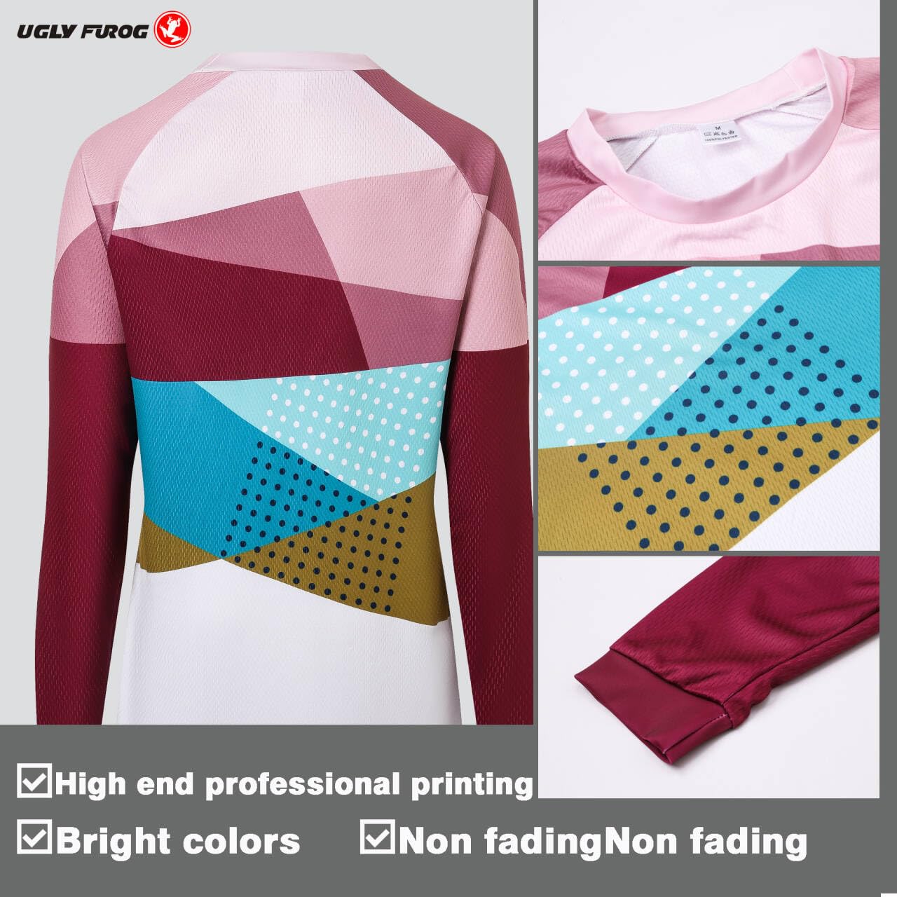 UGLY FROG MTB Jersey Damen Langarm Downhill Trikot Radtrikot Mountainbike Freeride BMX Fahrradtrikot Motocross Offroad Bekleidung 210LINSJ2601LONGnv