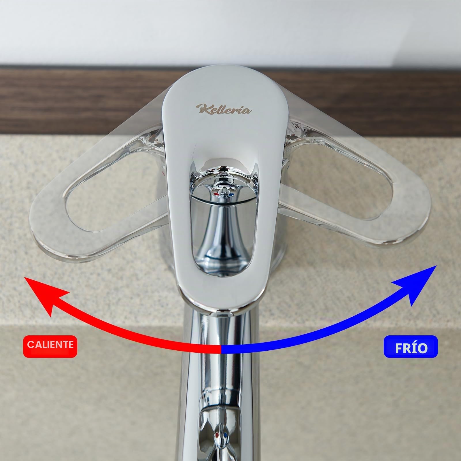 Grifo de Cocina 360° Giratorio, Grifo de Alta Presión con Cartucho Cerámico, Mezclador Monomando para Fregadero, Fácil Instalación y Mangueras de Agua Caliente/Fría de 50 cm, Cromo