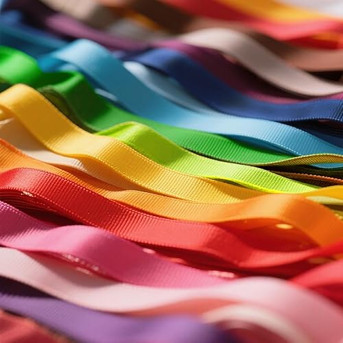 Vista 11 de QingHan Cintas de grogrén para manualidades, regalos, envoltura de 3/8 pulgadas, cinta de tela de lunares boutique de 40 yardas (20 x 2 yardas)