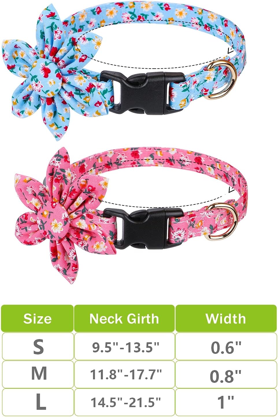 Faleela Dog Collar with Flower for Girl Dog,2 Pack Puppy Dog Collar Cute Girl Dog Collars with Breakaway Buckle， Adjustable for Small Medium and Large Dogs : Pet Supplies
