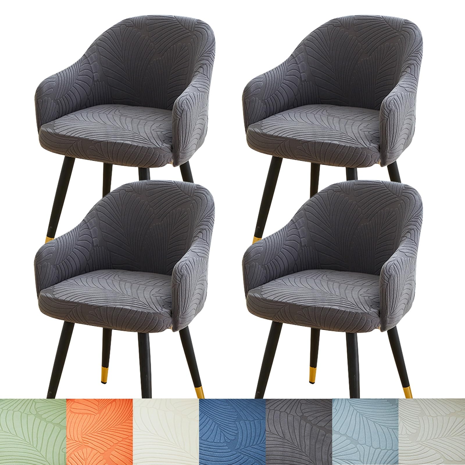 4 Housse De Chaise Blanche Extensible Lot Housse De Chaise De Salle A Manger (Jaune Beige