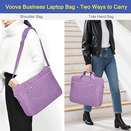 Miniatura 8 de Voova Funda para laptop de 17 pulgadas de 17.3 pulgadas, bolsa mensajero con correa para el hombro, expandible, impermeable, maletín de negocios de