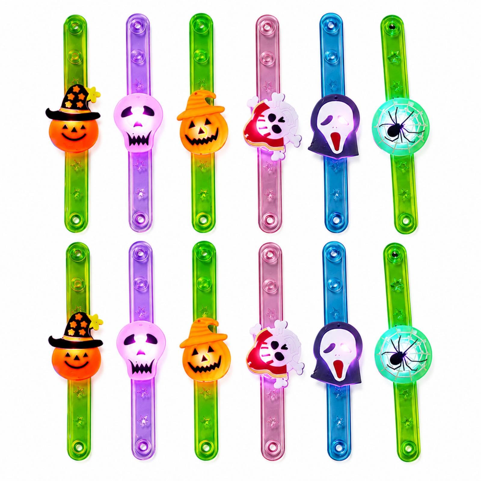 12 Pack Halloween LED Light Up Bracelet Decor, Halloween Party Bag Fillers