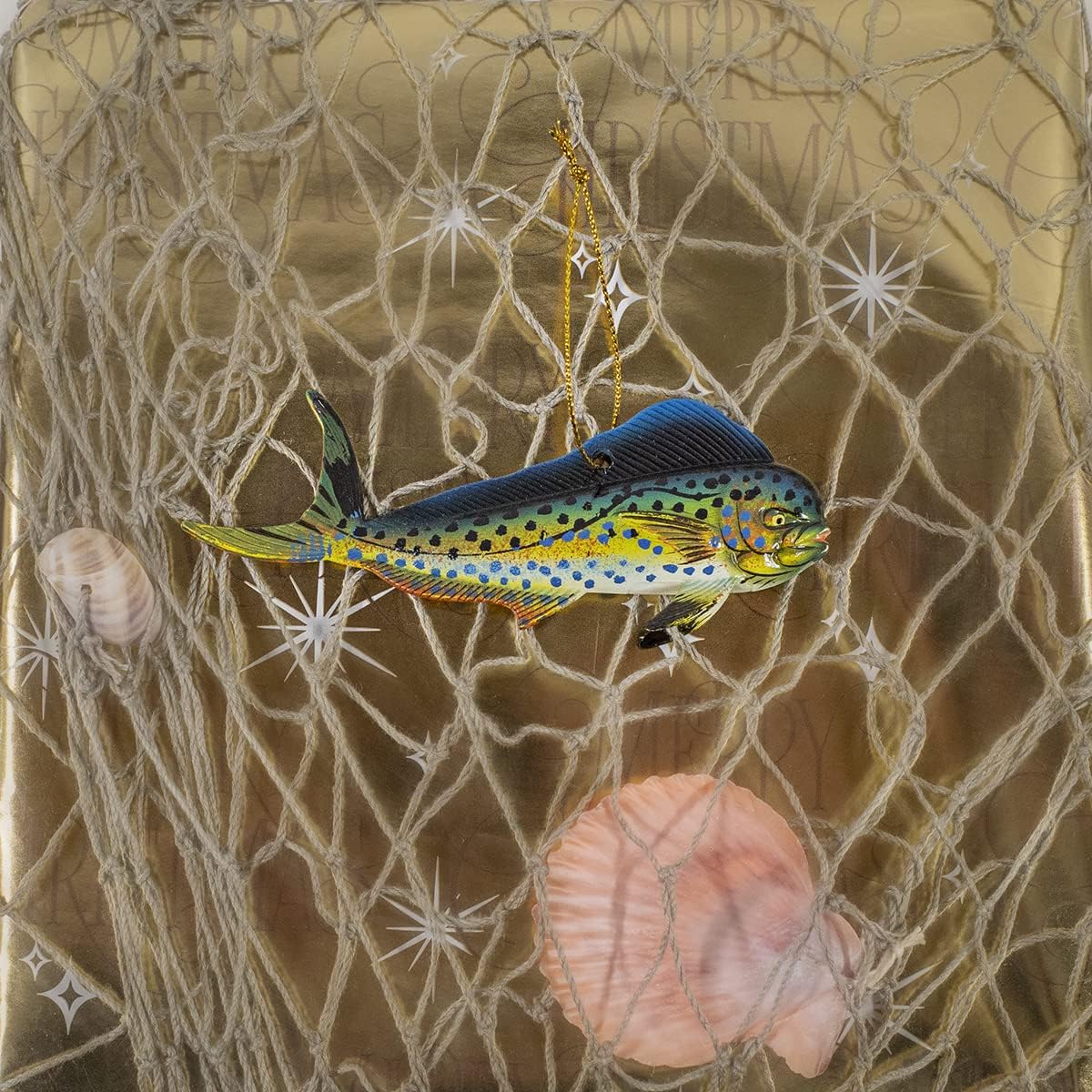 Treasure Gurus Hanging 5" Mahi Fish Tropical Xmas Gift Topper Coastal Christmas Tree Ornament Nautical Holiday Decor - Image 3