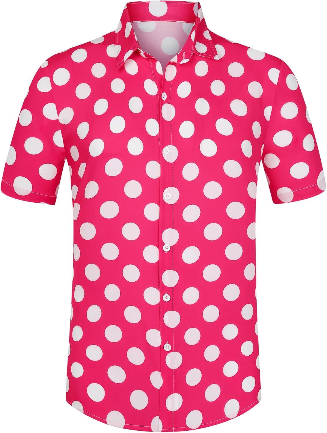 Lars Amadeus Polka Dots Dress Shirts for Men's Slim Fit Short Sleeves Button Summer Shirts
