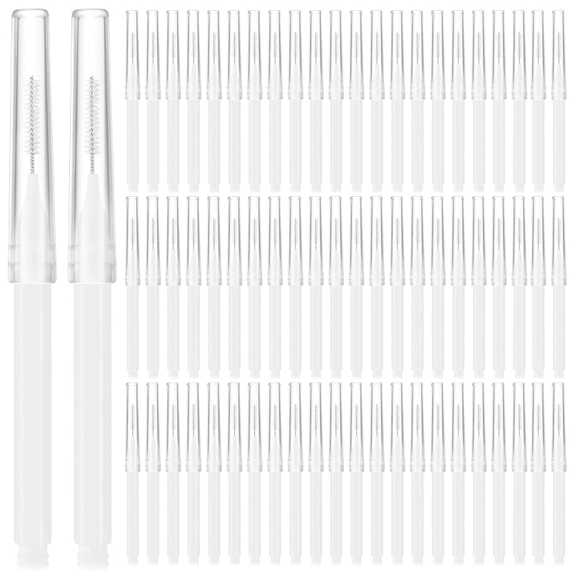 Lallisa 100 Escovas Micro para Sobrancelhas com Tampa, Brancas