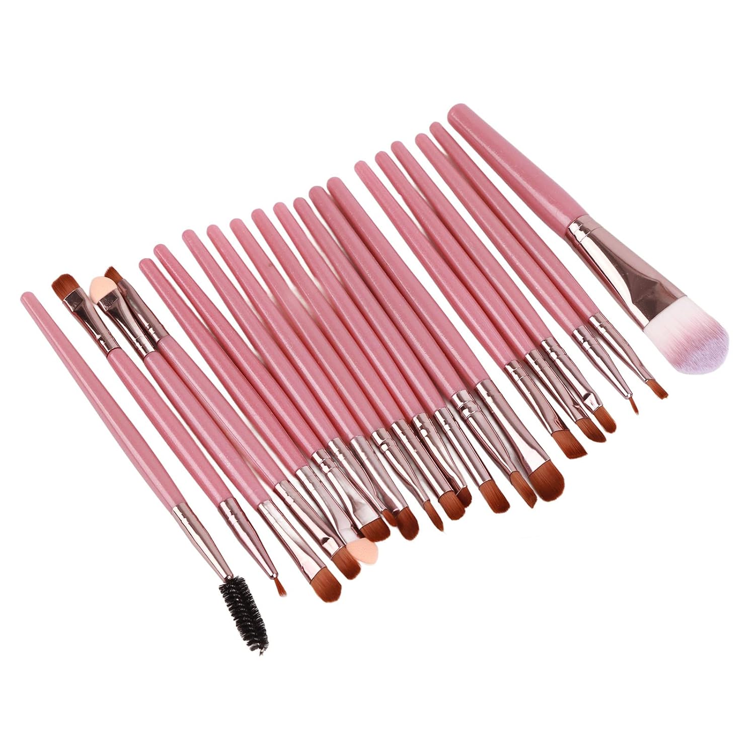 20pcs Makeup Brush Set, Soft Synthetic Coffee Brush Hair Set, Pink Handle Rose Gold Tube Cosmetic Kit with Storage Bag, Ideal for Professional Makeup Application
