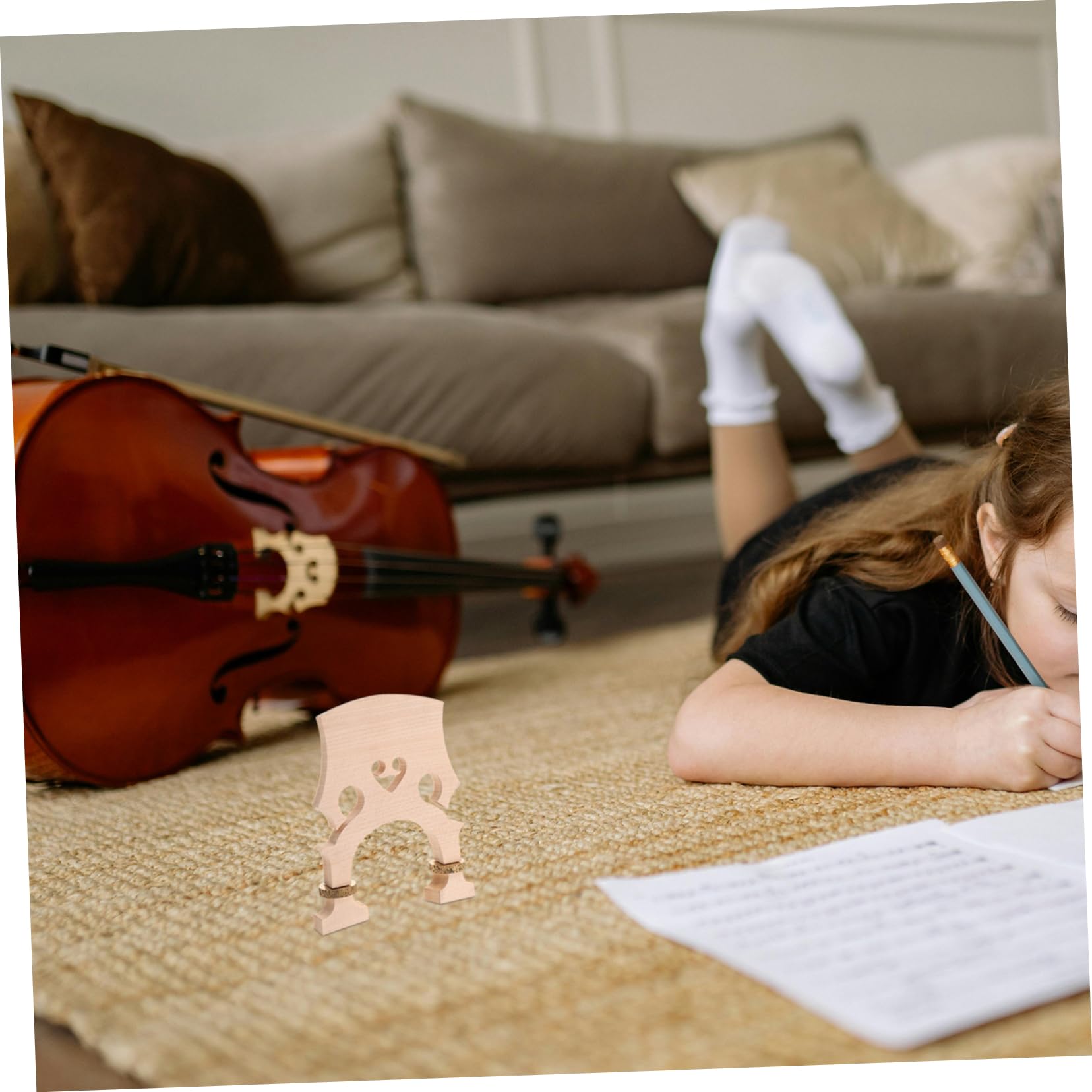 BESTonZON Chevalet de Violoncelle Réglable en Bois D'érable 3/4 Options de Pont Haut et Bas, Conçu pour Performance et Écoles