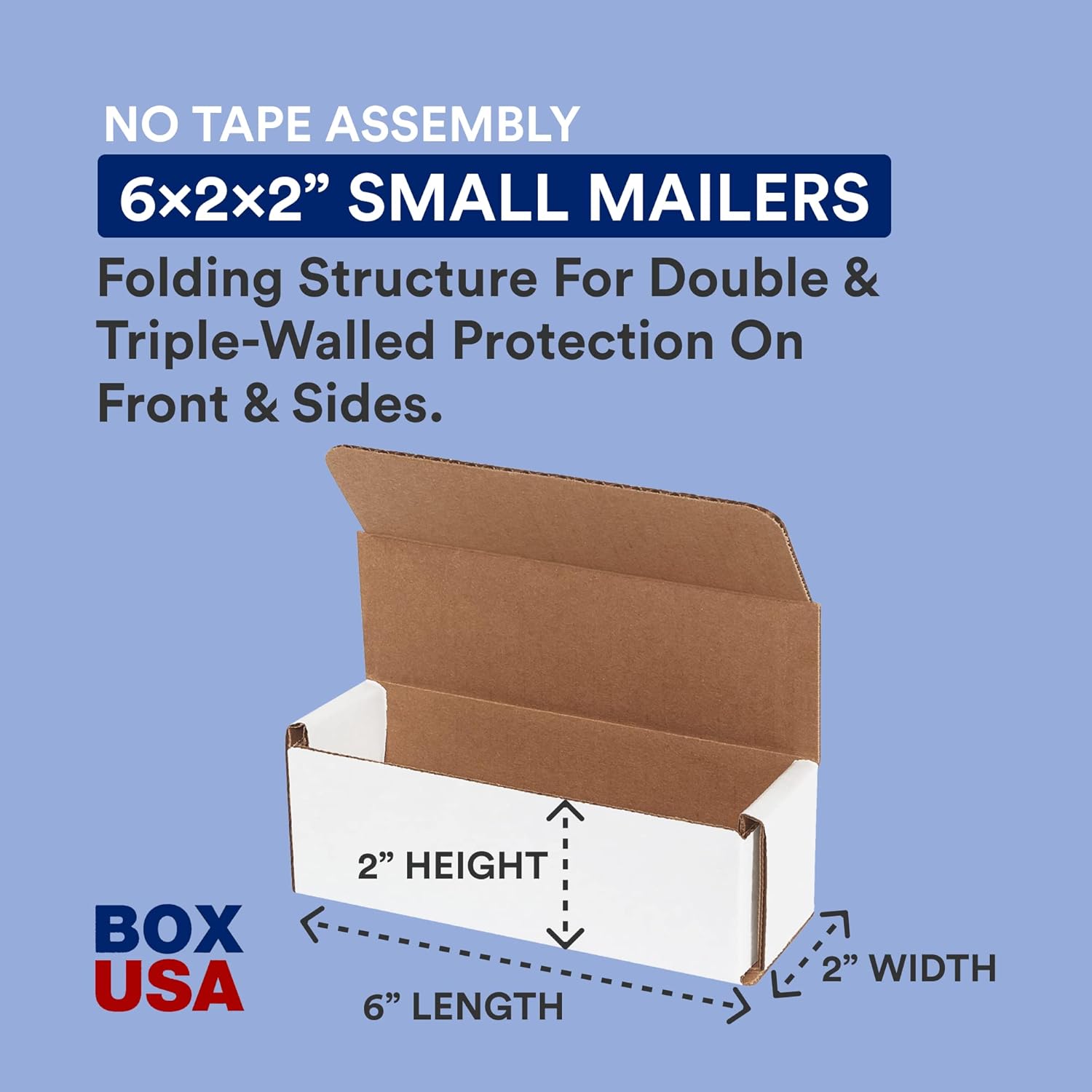BOX USA Shipping Boxes Small 6"L x 2"W x 2"H, 50-Pack | Corrugated Cardboard Box Mailer for Packing, Moving and Storage 622