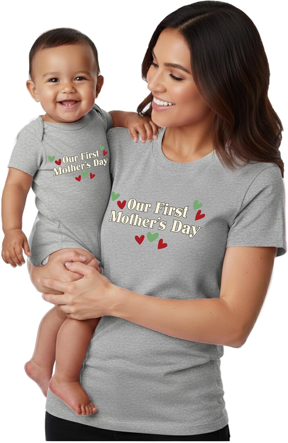 Tstars First Mother's Day Mom and Baby Matching Shirts - Mommy & Me Outfit Set Gift for Mother, New Mama or Grandma
