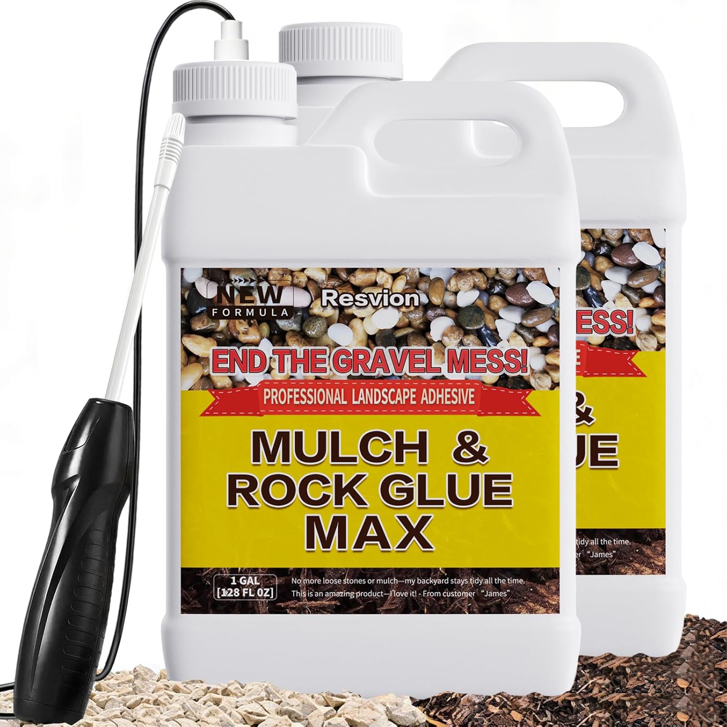 Rock Glue For Landscaping With Electric Sprayer 1 Gal Ready-to-Use Mulch Glue,Gravel Glue 100% Permeable,Pet-Safe Adhesive for Stones & Pebbles,Suitable for Outdoor Landscape,Walkways & Patios