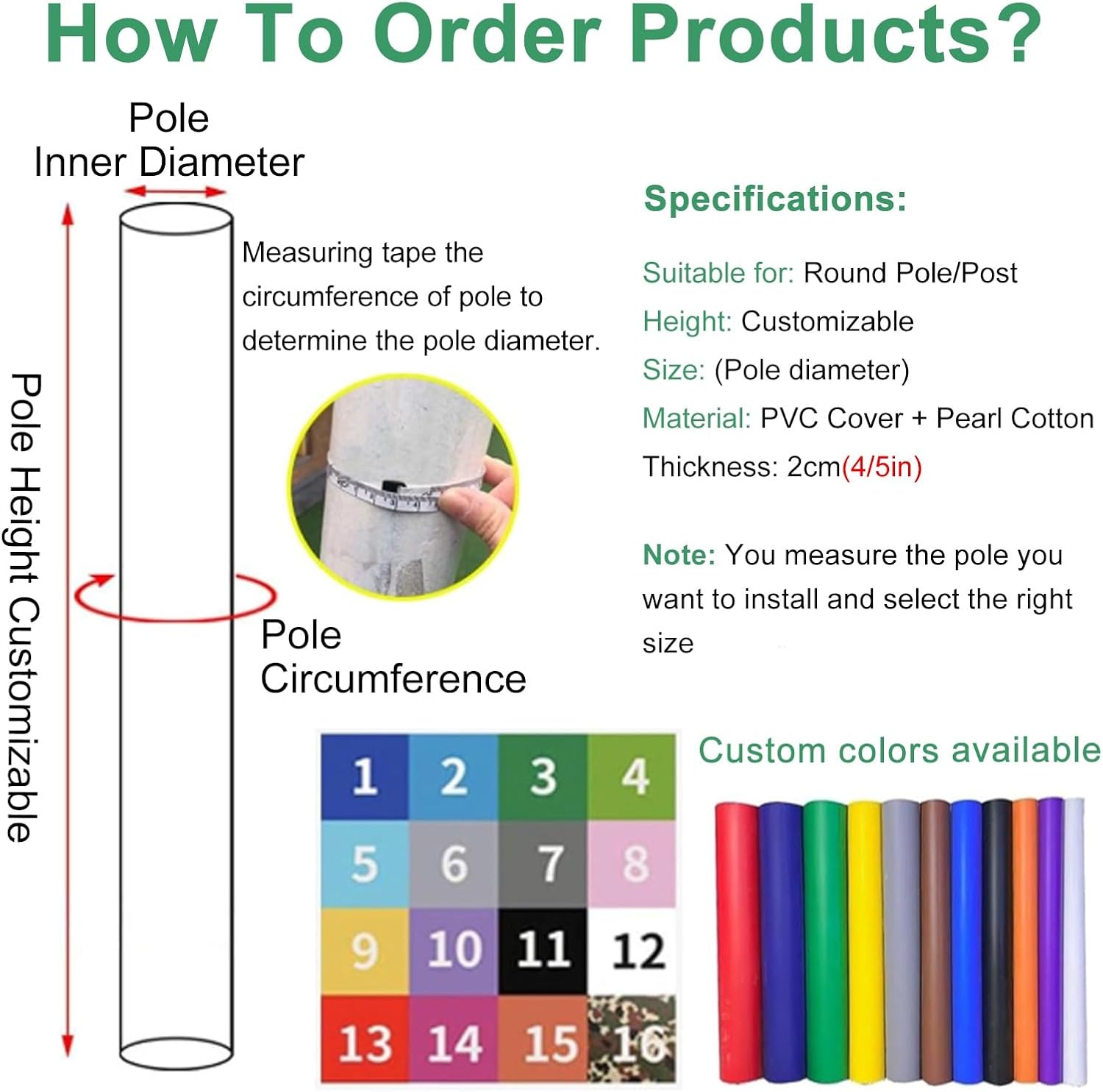 WDJBPSH Wrap Around Warehouse Support Columns Padding, 72inch Large Basketball Pole Pad for 8"-13" Round Post, Home Gym Playground PU Guard