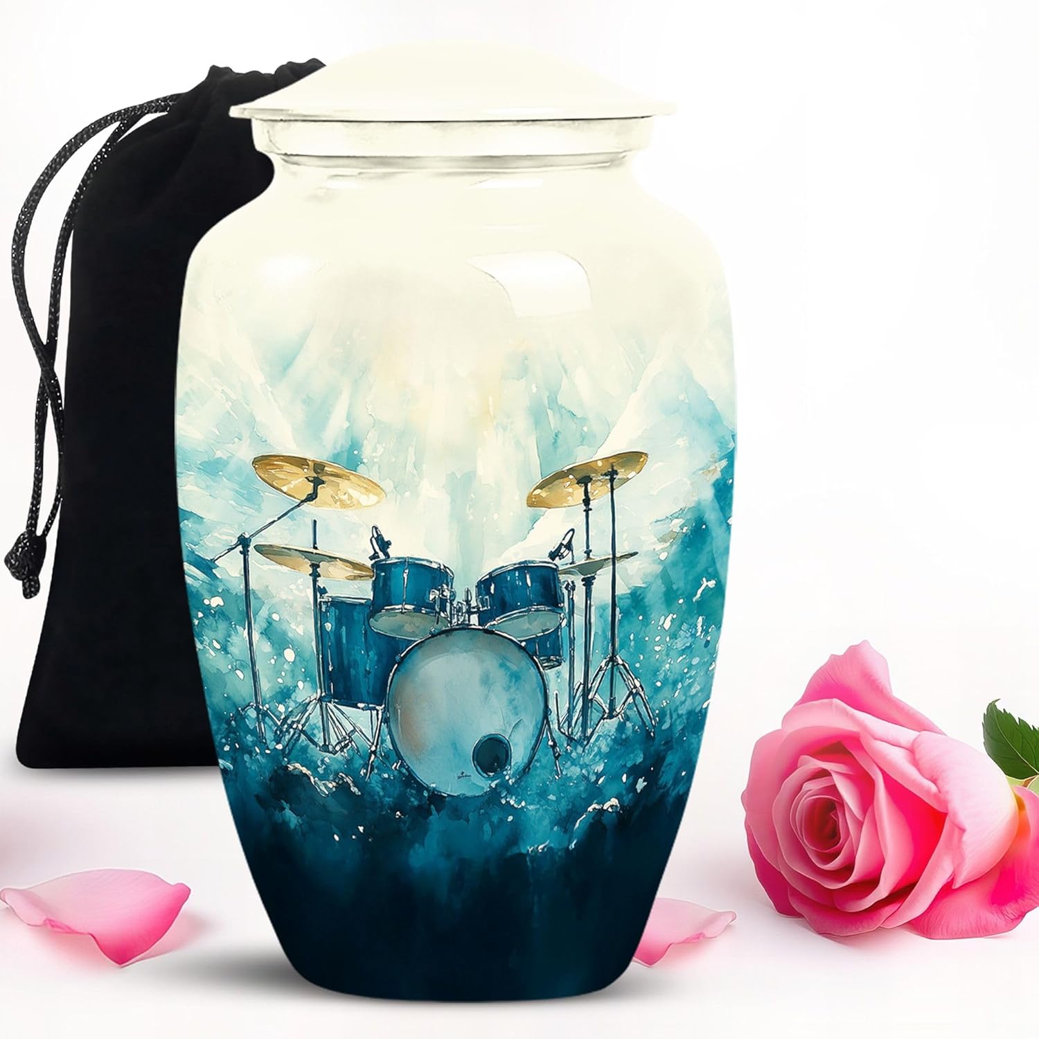 Drum Urns for Human Ashes - Cremation Urns for Human Ashes Adult Male - Urn with Drum Set - Large Decorative Urn 10inch and 200 Cubic Inches