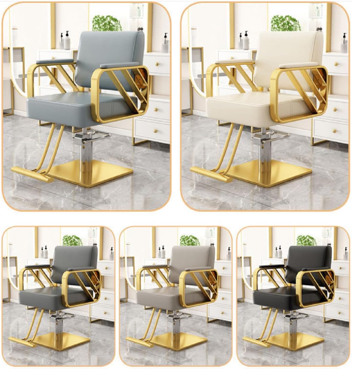 Reclining Barber Chair for Hair Salon 360 Degrees Rolling Swivel Barber Chairs Hair Stylist Tattoo Salon Chair Styling Equipment,Beige
