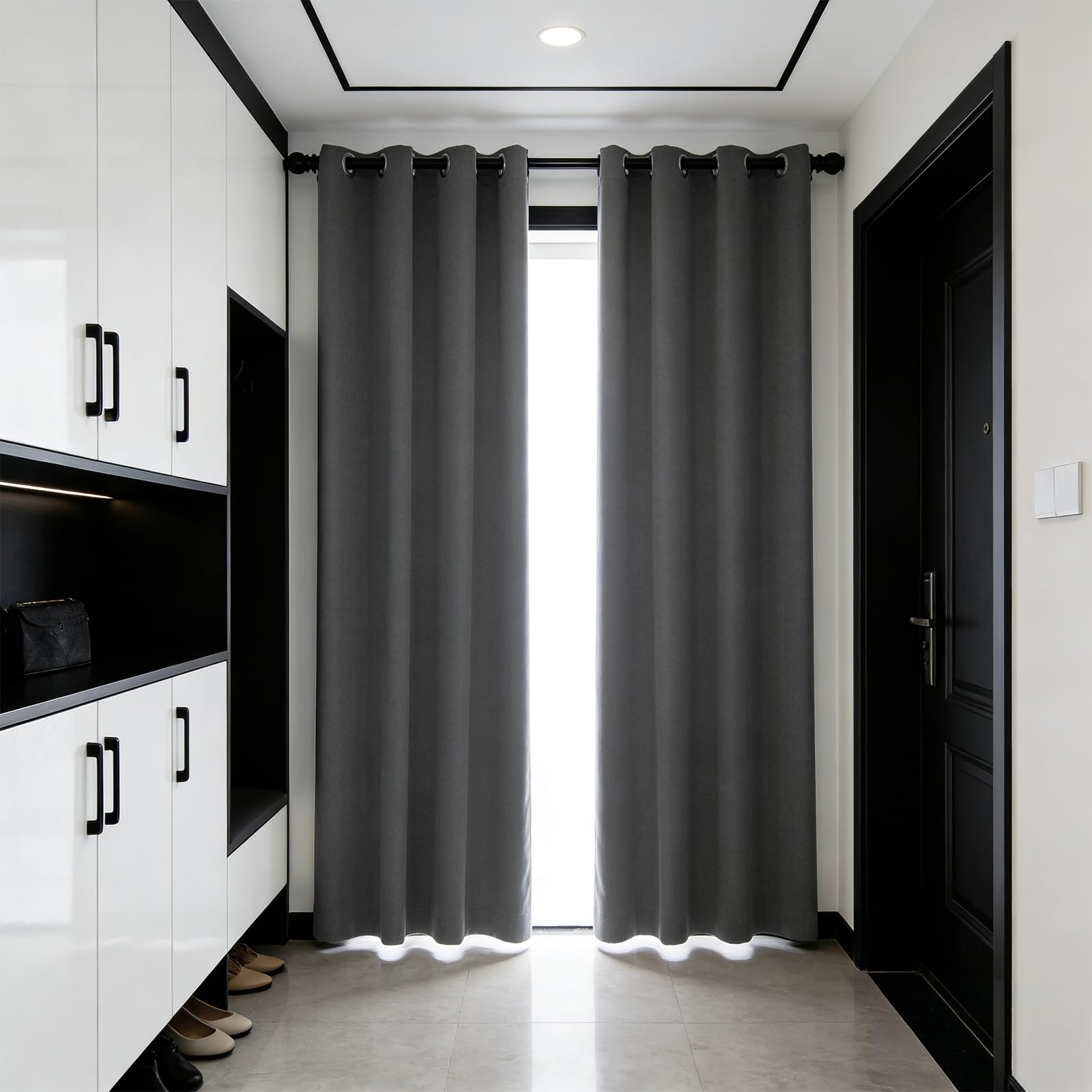 Curtains et draperies gris 135x165 cm pour vitrage des balcons