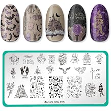 Maniology Bewitched Potions 101 Nail Stamping Plate | Halloween Nail Art | Mystical Cauldron, Spellbook Pattern for Witchy DIY Manicures, Reusable Rectangular Stainless Steel Nail Art Template Stencil