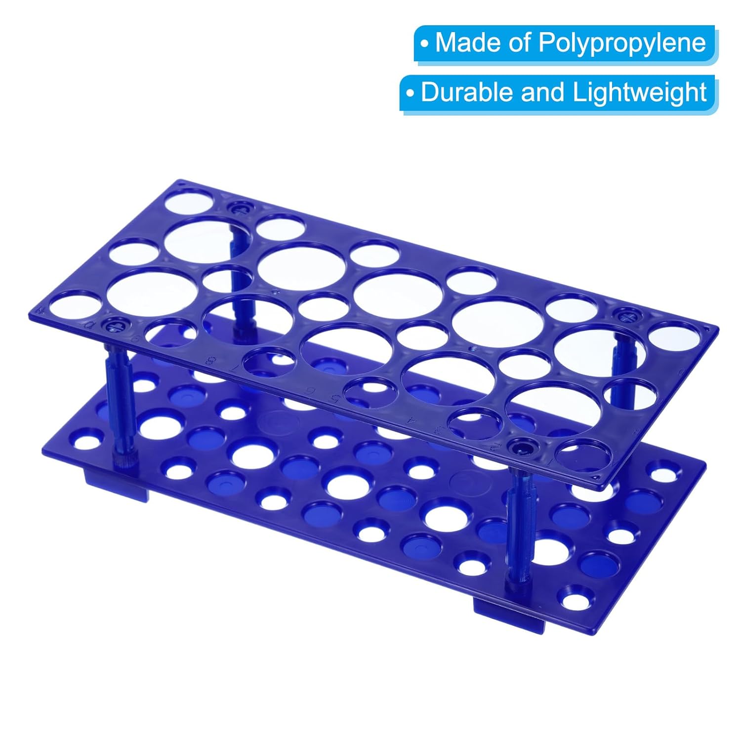 PATIKIL 25 Wells Tube Rack, 10 Pcs Vial Rack Double Layer Multifunction Centrifuge Tube Holder for Microcentrifuge Tubes 10/15/50ml, Blue