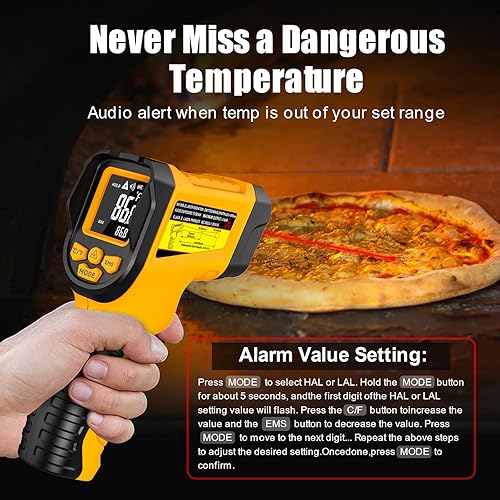 Miniatura 3 de Pistola termómetro infrarroja, -58 a 1472, sensor de temperatura láser sin contacto de alta precisión con pantalla LCD retroiluminada, para cocinar,