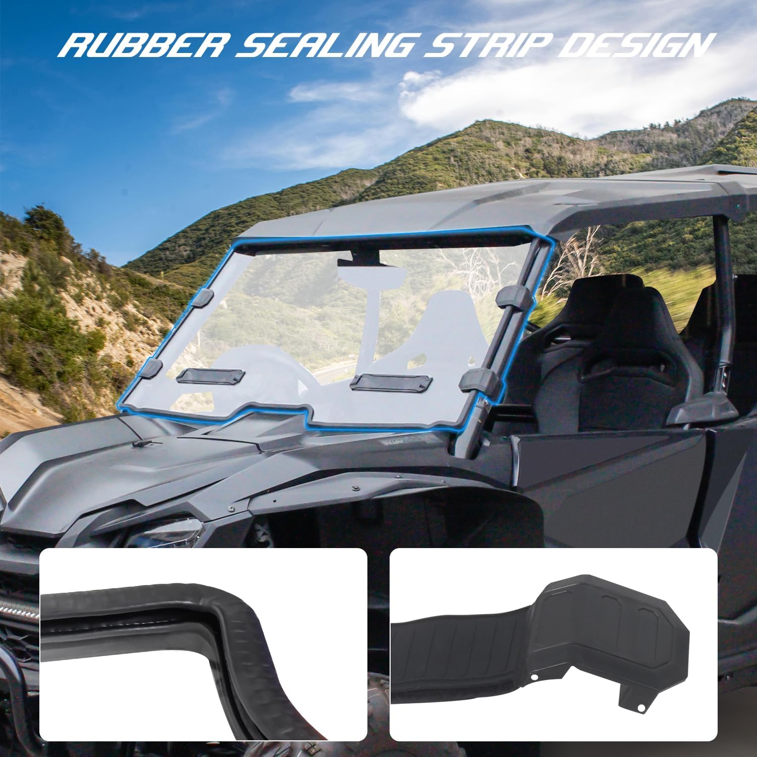Front Full Windshield Compatible with 2019-2024 Honda Talon 1000 Accessories Clear Hard Coat Poly Front Vented Windscreen Window for Honda Talon 1000R/ 1000X/ 1000X-4