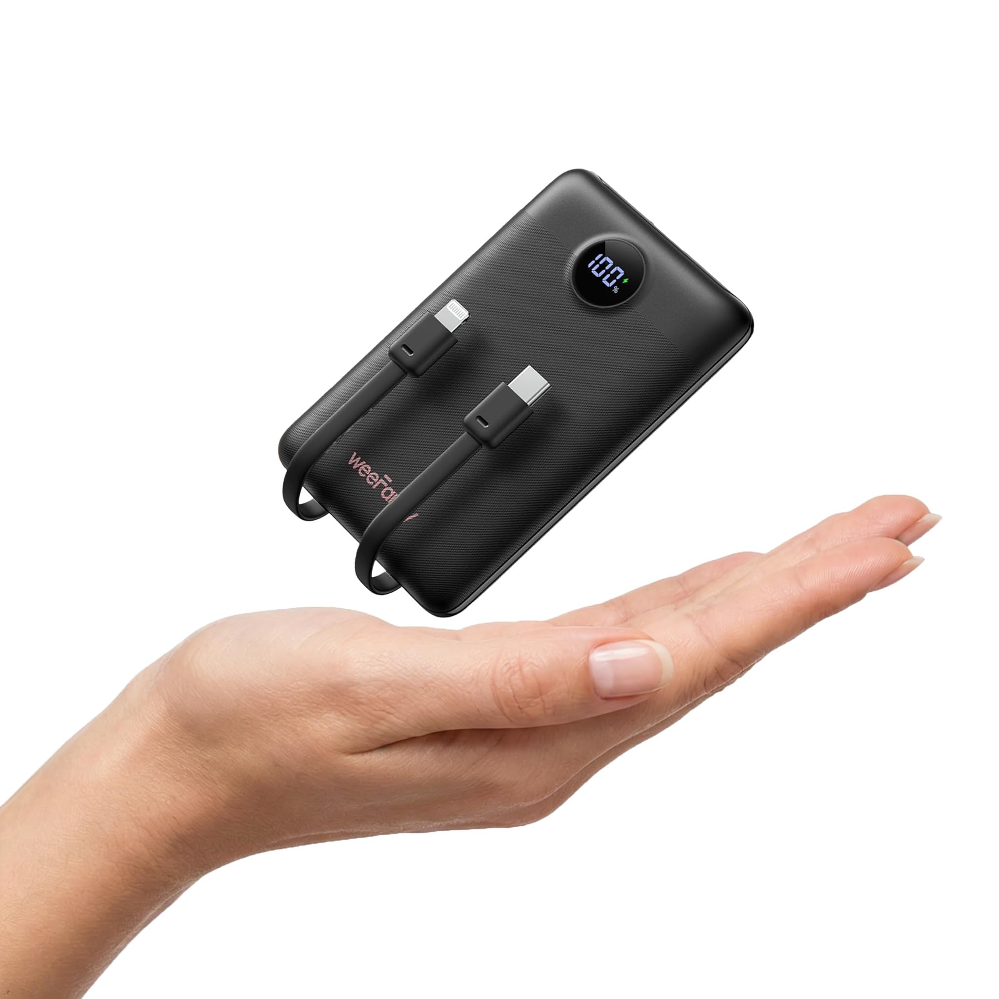 WeeFancy Mini Portable Charger with Built-in Cables 22.5W