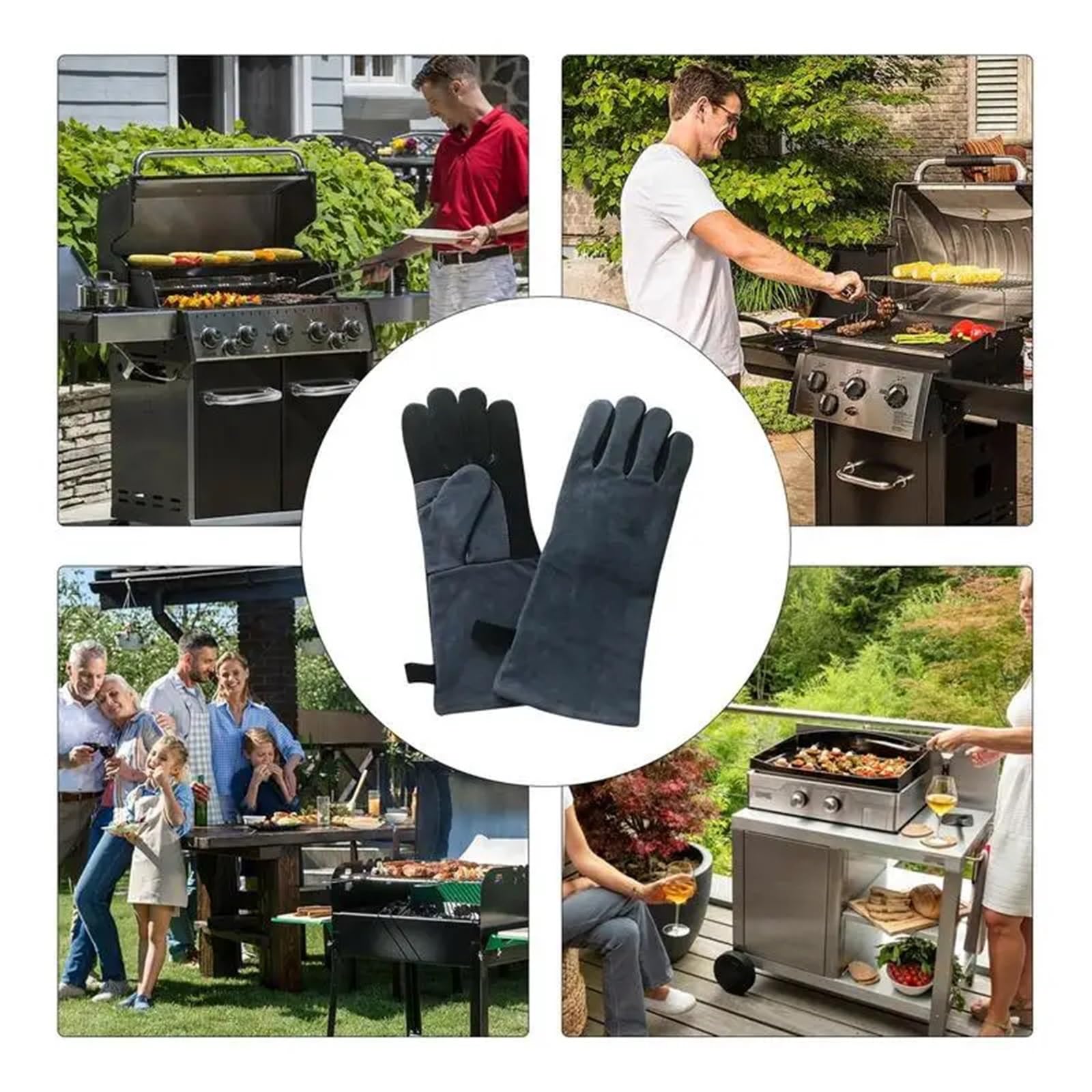 Mitaines De Four Gants de Cuisine isolés en Cuir, Gants Barbecue, Four à Micro-Ondes résistants la température, ignifuges antidérapants