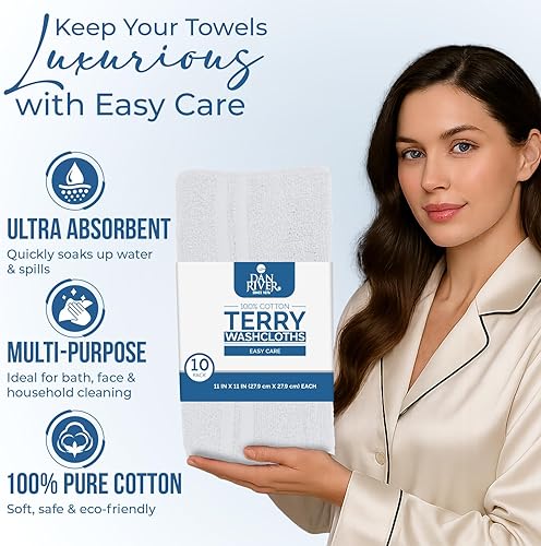 Miniatura 27 de DAN RIVER Juego de 4 toallas de baño, 27 x 54 pulgadas, 100% algodón, más grandes y ligeras, de secado rápido, súper suaves y absorbentes, toallas