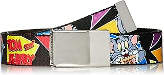 Buckle-Down Web Belt, TOM & JERRY Poses Black/Multi Color, 1.0