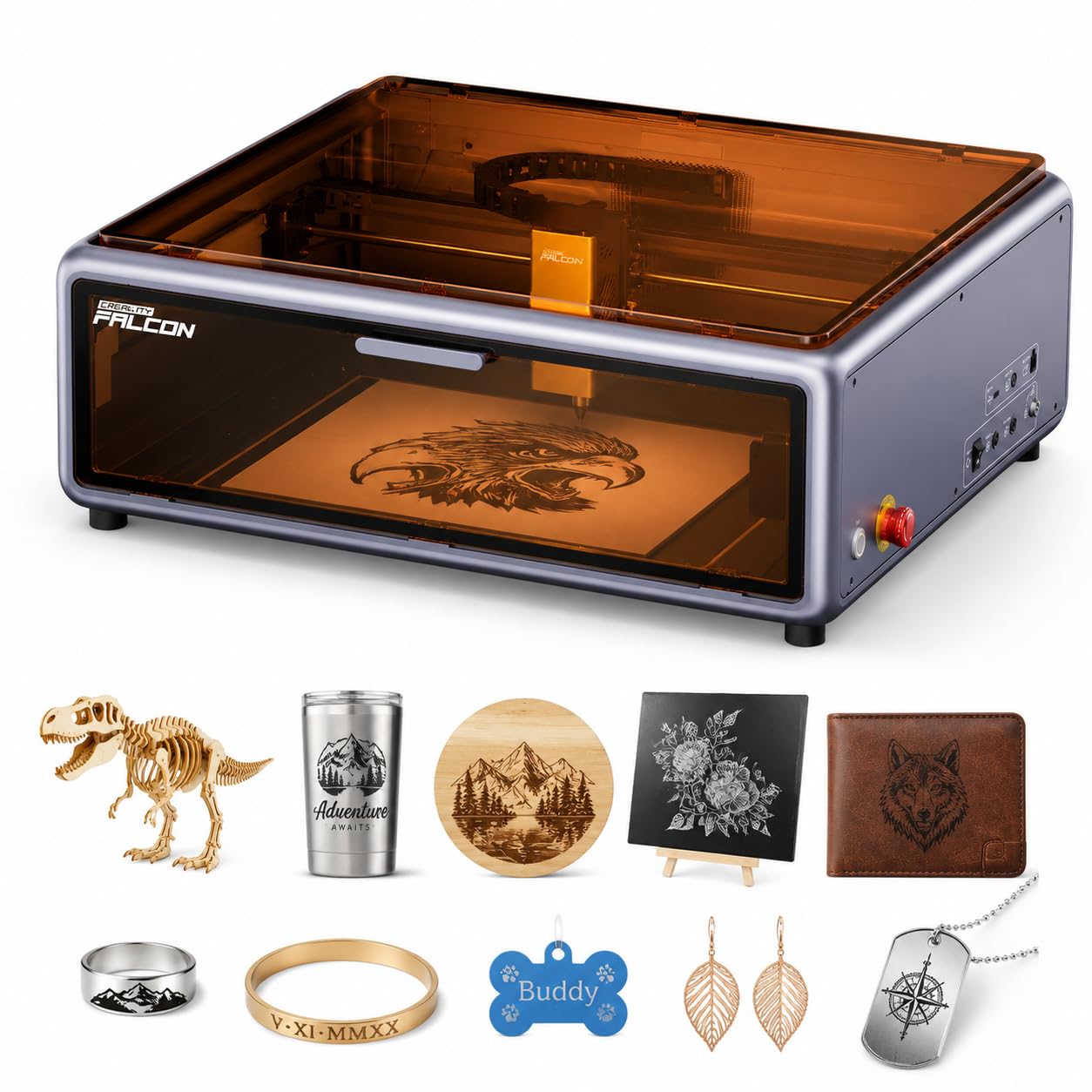 Creality Falcon A1 Incisore Laser 10w, con Supporto D'Aria, Posizionamento Della Fotocamera Hd, Laser di Sicurezza di Classe 1, Per Legno, Metallo, Acrilico, Per Principianti