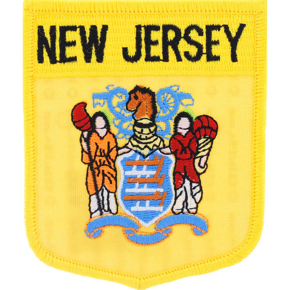 New Jersey State Flag Shield Embroidered Patch, with Iron-On Adhesive