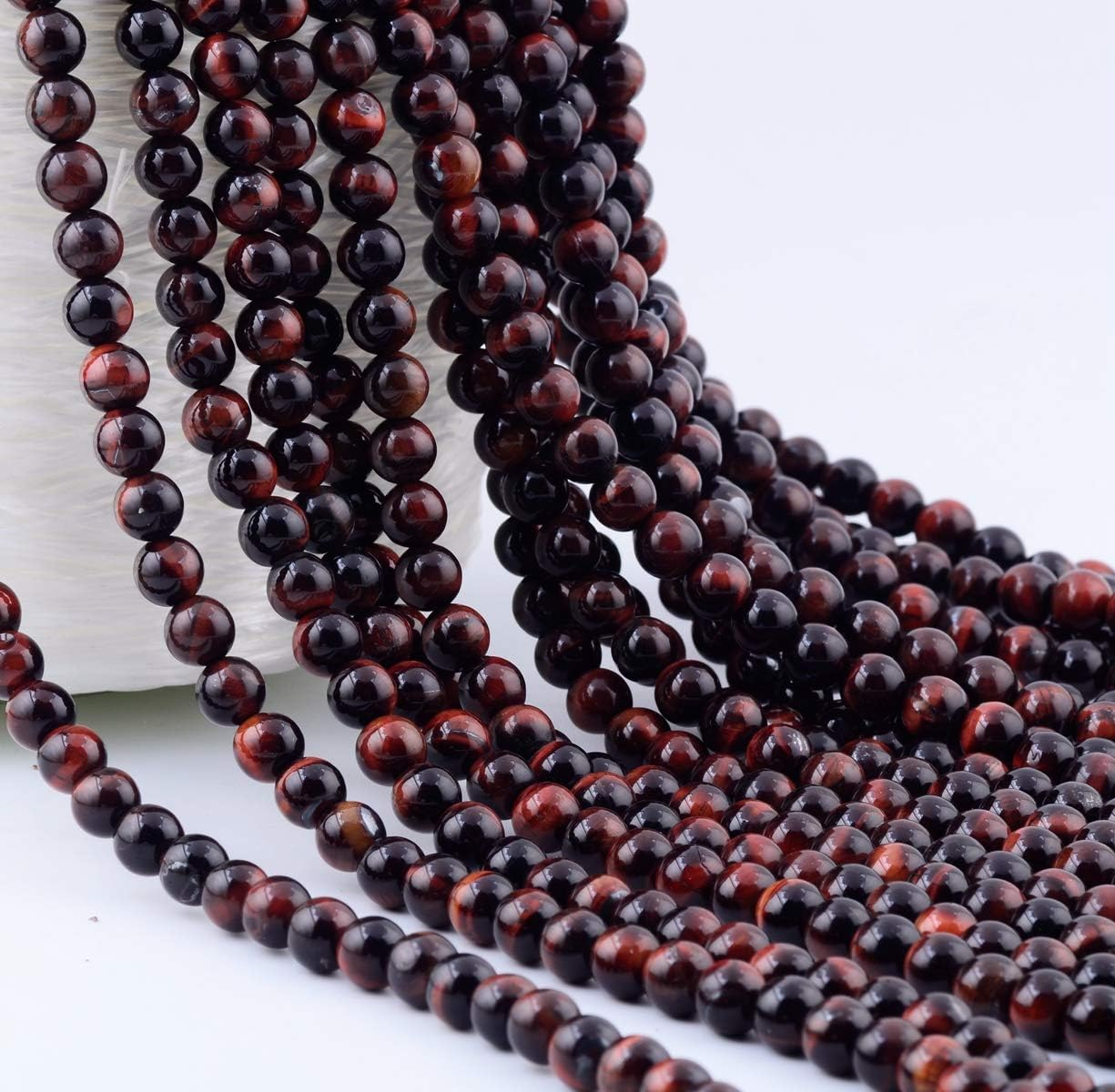 Natural Stone Beads 100pcs 8mm Red Tiger Eye Round Genuine Real Stone Beading Loose Gemstone Hole Size 1mm DIY Charm Smooth Beads for Bracelet Necklace Earrings Jewelry Making (Red Tiger Eye, 8mm) - Image 6