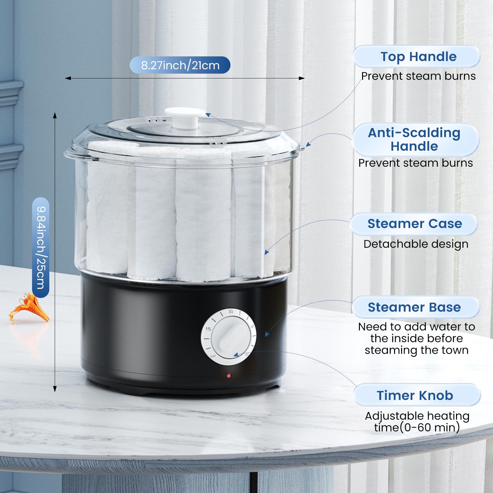 Sunowl Scaldasalviette Elettrico, Scalda Salviette con Clip Riscaldamento Rapido a 202 F in 10 Minuti, Scalda Asciugamani per Spa/Viso/Uso Domestico