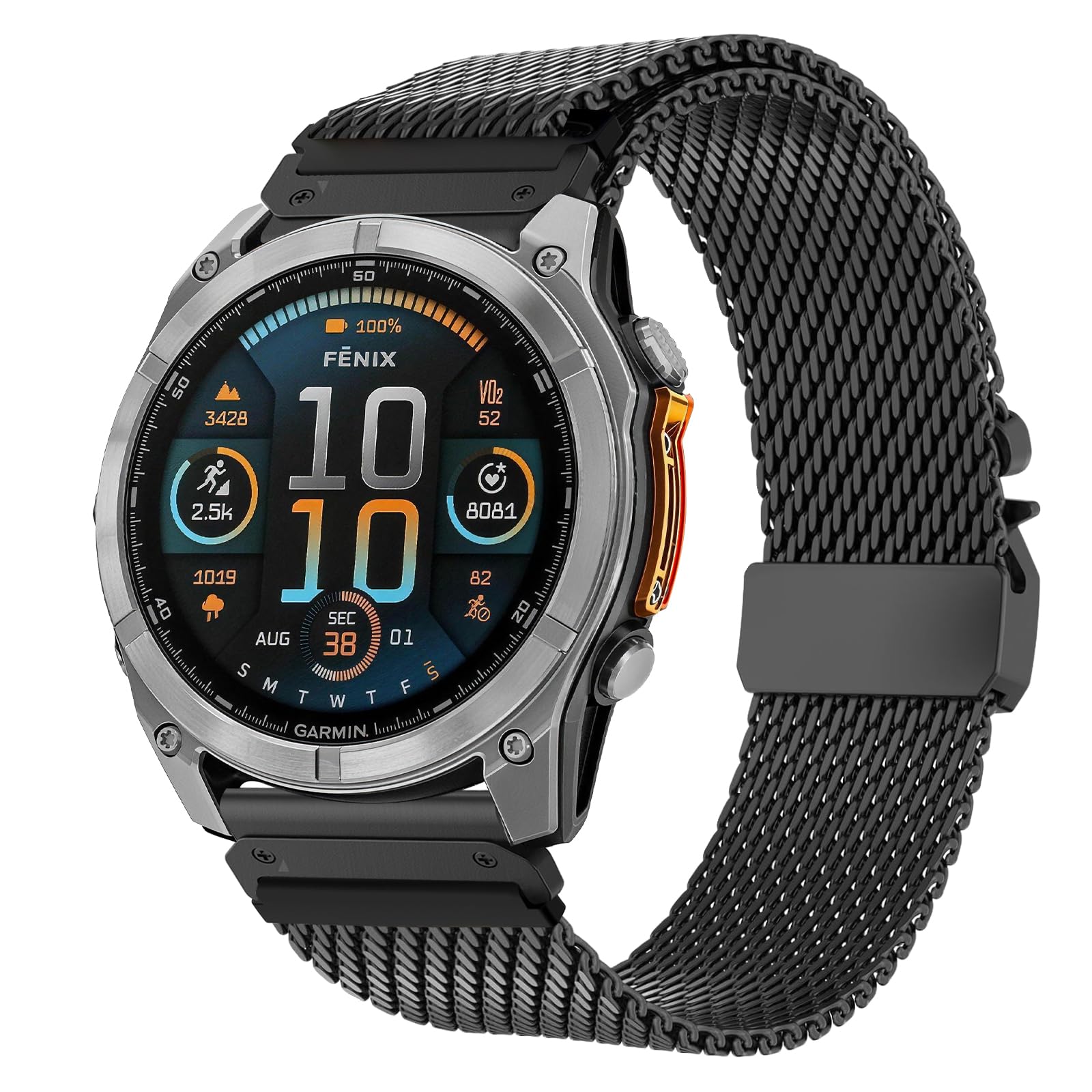 Titan Armband für Garmin Fenix 8 47mm, Neues Design-Verschluss 22mm Quick Fit Milanaise Armand für Fenix 7/7 Pro/6/6 Pro/5/5 Plus/Forerunner 935/955/945/965/Instinct 2/Descent G1/Approach S62/S60