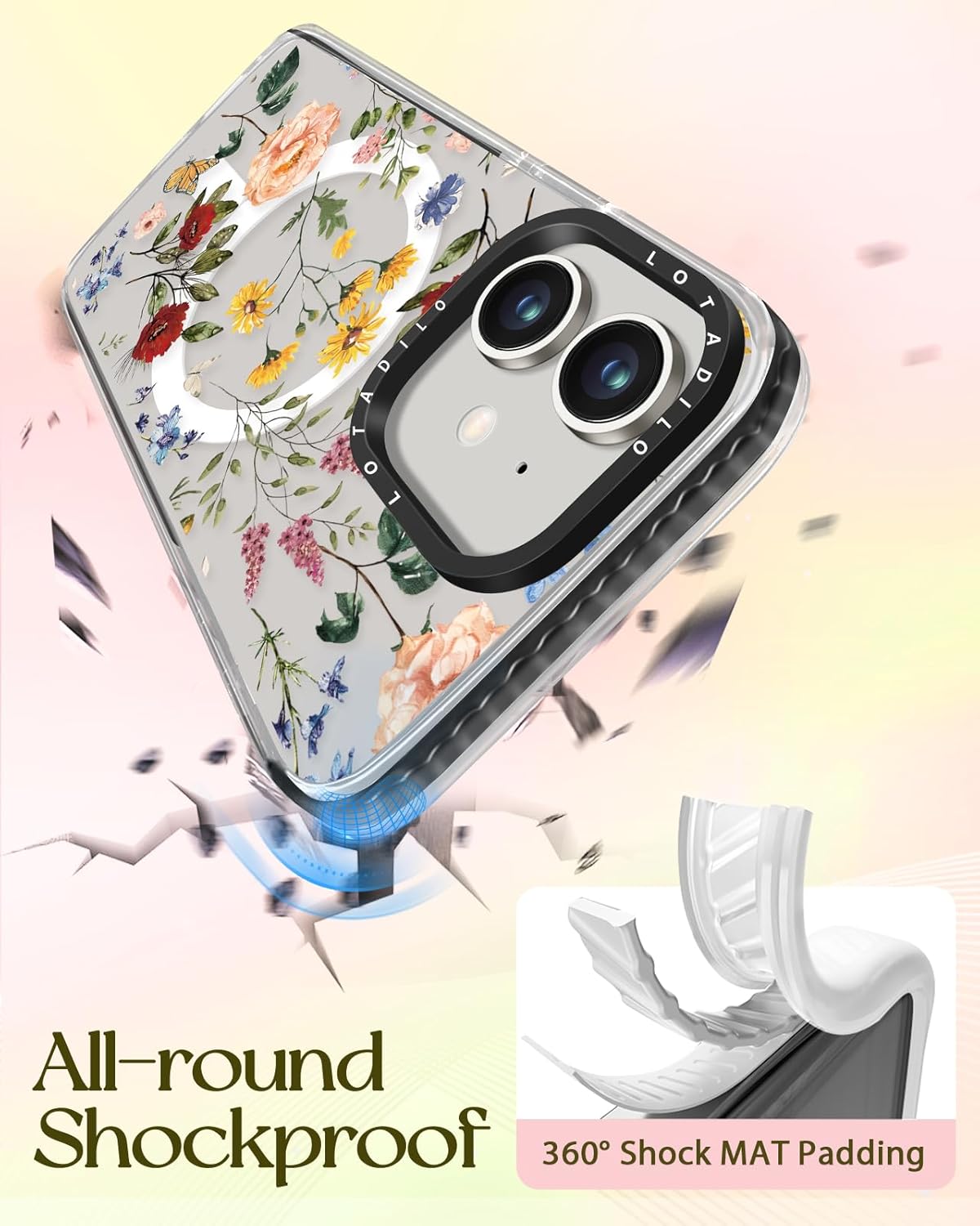 Cute Case for iPhone 11 for Women Girls - Funny Design Compatible with Magsafe Magnetic Ring Holder Kickstand Retro Flower Fashion Pattern TPU Phone Covers for iPhone 11 Phone Case - Image 6