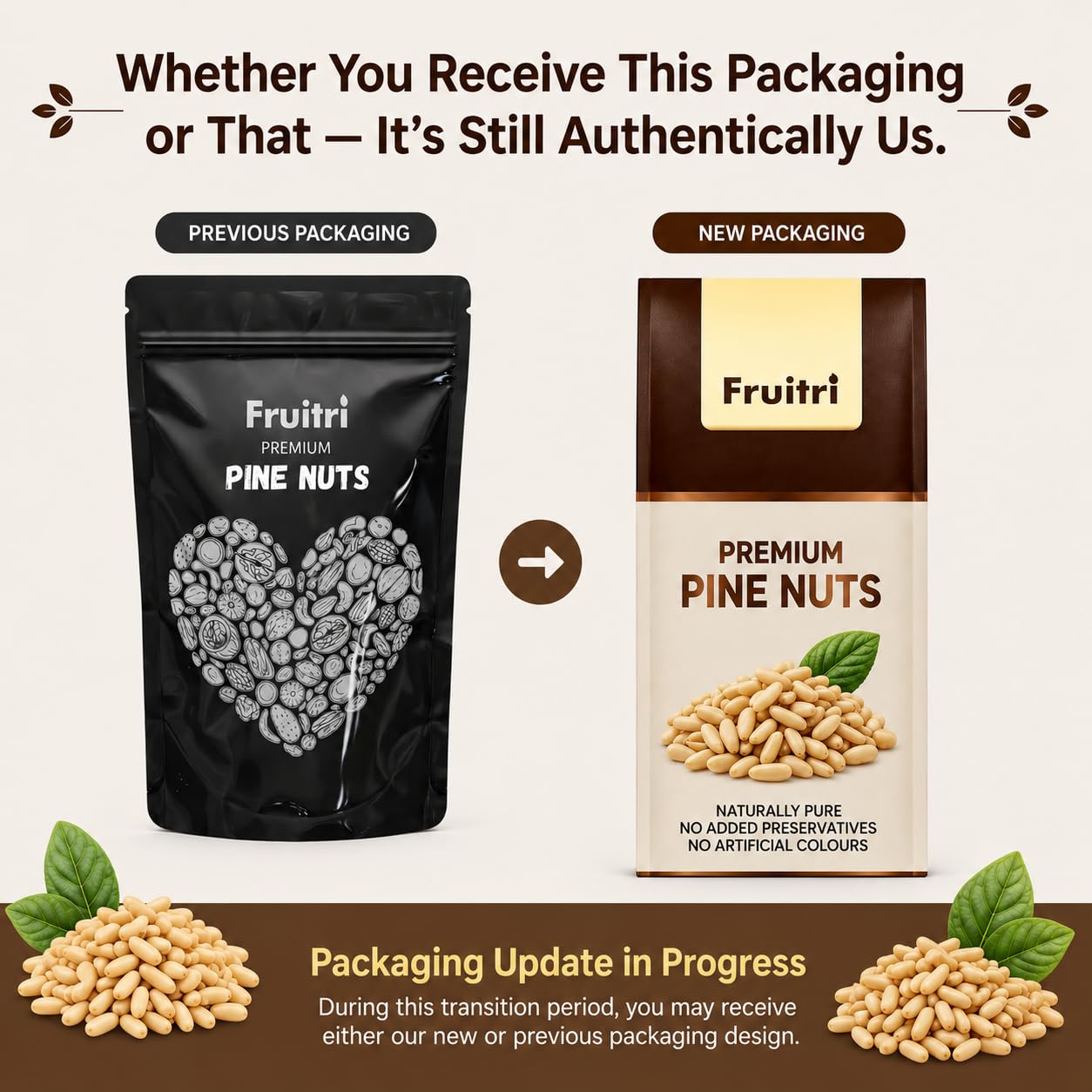 Fruitri Pine Nuts (Chilgoza Giri) Without Shell | Premium Raw & Unsalted Pine Seeds | 100% Natural | Rich in Protein, Fiber & Healthy Fats | Ideal for Cooking, Baking & Snacking