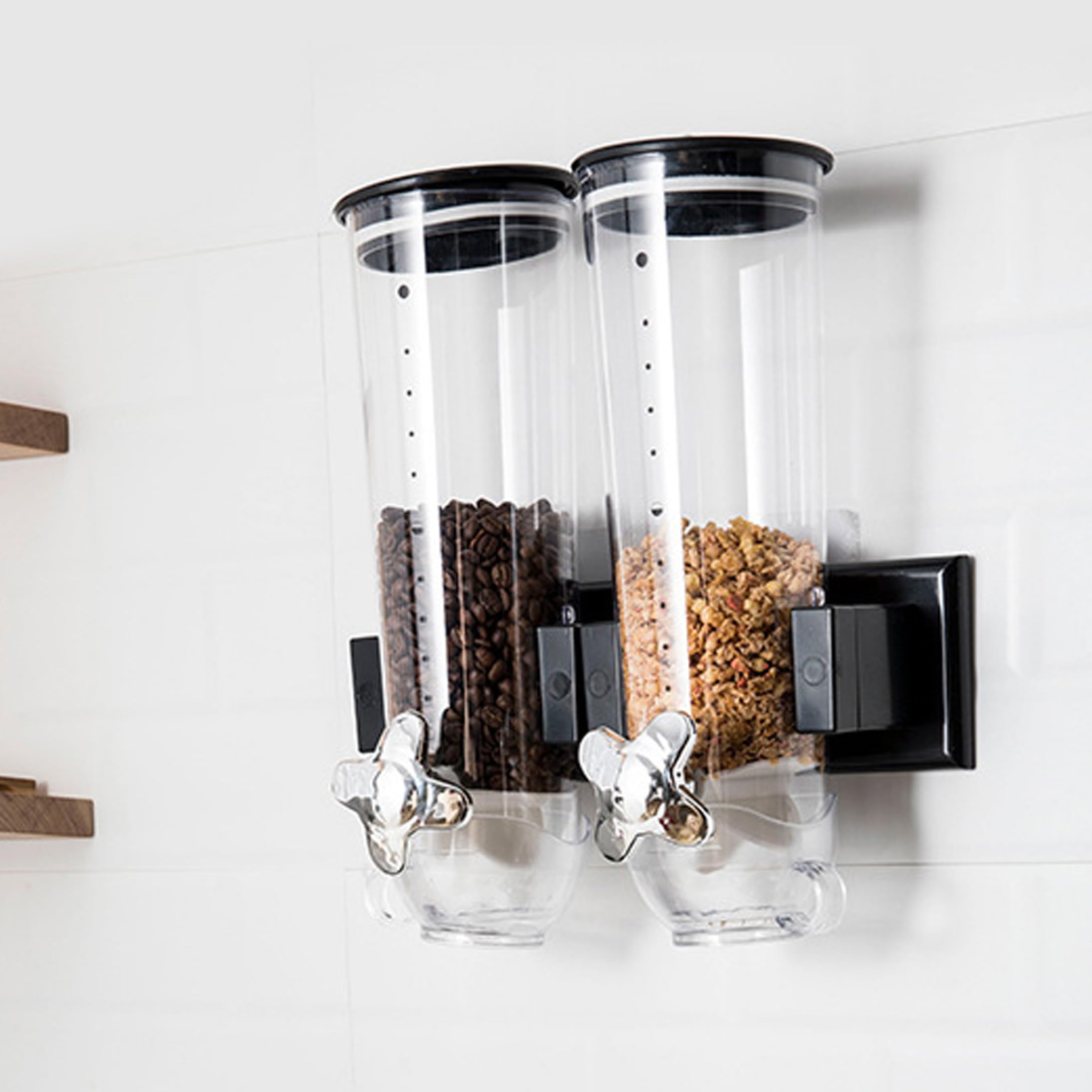 Dispensador de refrigerios Dispensador de granos de doble montaje para pared y mostrador