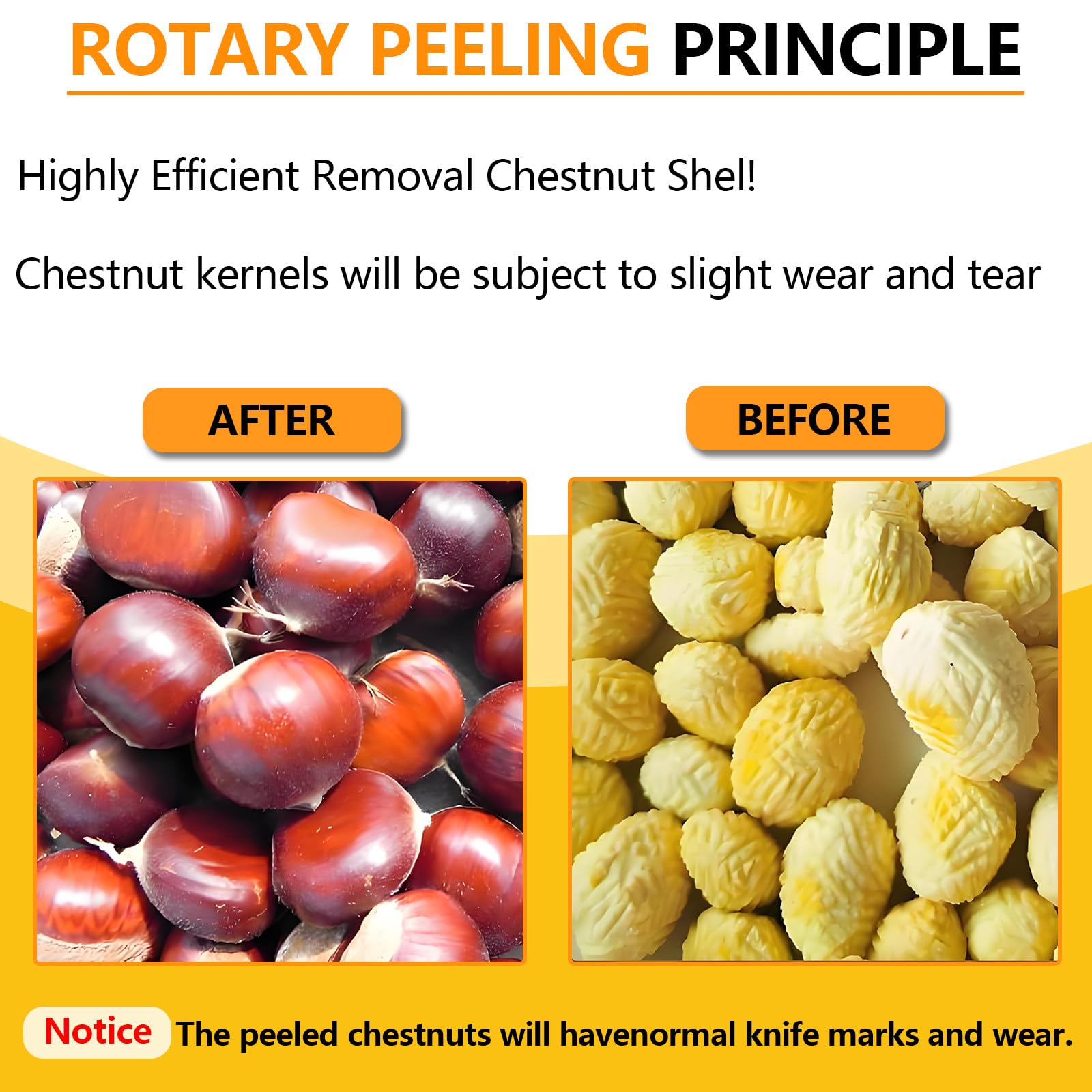 Pelapatate in Acciaio Inox, pelapatate Elettrico Professionale per Castagne, Senza danneggiare Le Castagne e Facile da Usare, per Castagne, sbuccia Rapidamente Le Castagne 14knives