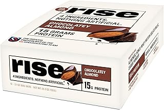 Rise Whey Protein Bars - Chocolatey Almond | Breakfast Bar & Protein Snack 15g Protein 5g Fiber Just 4 Whole Food Ingredients Gluten-Free Soy Free