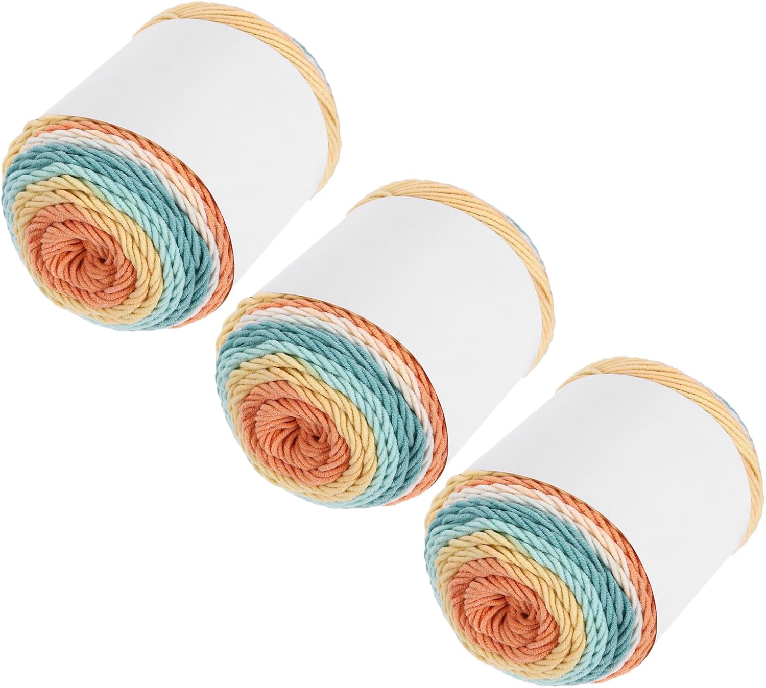 MECCANIXITY Cotton Acrylic Yarn for Crocheting, 634 Yard 5 Ply Soft Gradient Yarn Acrylic 45% Cotton 55% Used for DIY Knitting Blankets Scarves(3 Packx100g,Orange,Green,Yellow,Beige)